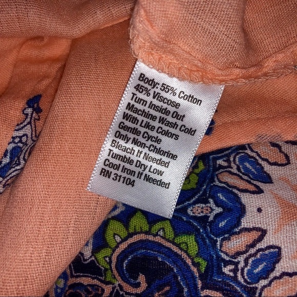 Red Camel boho chic coral and blue long sleeve Top size Medium - Picture 7 of 7